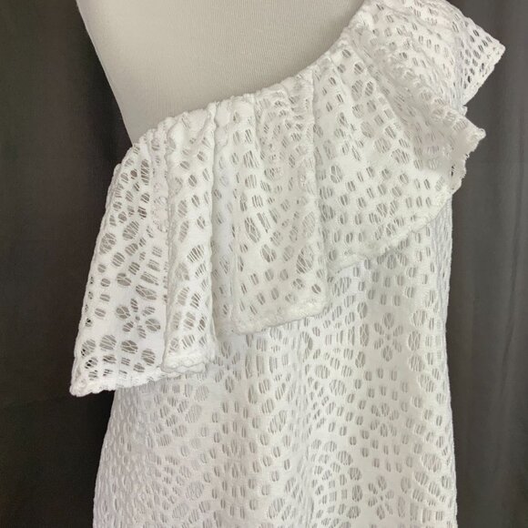 Lilly Pulitzer White Matteo One Shoulder Top Sea Urchin Terry Lace Sz XL - Picture 8 of 16